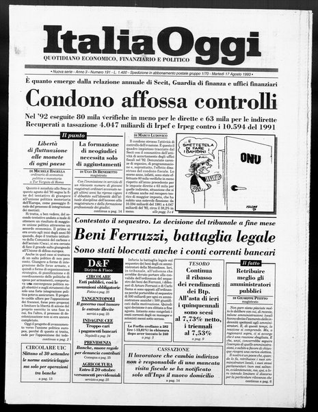 Italia oggi : quotidiano di economia finanza e politica